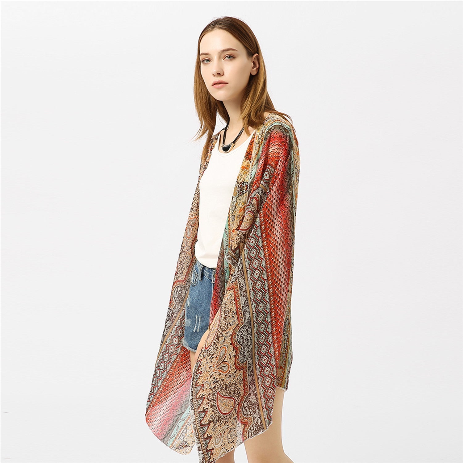 Spring Summer Paisley Pattern Kimono Cardigan Sun Protection Sun Shade Blouse Bella Mia